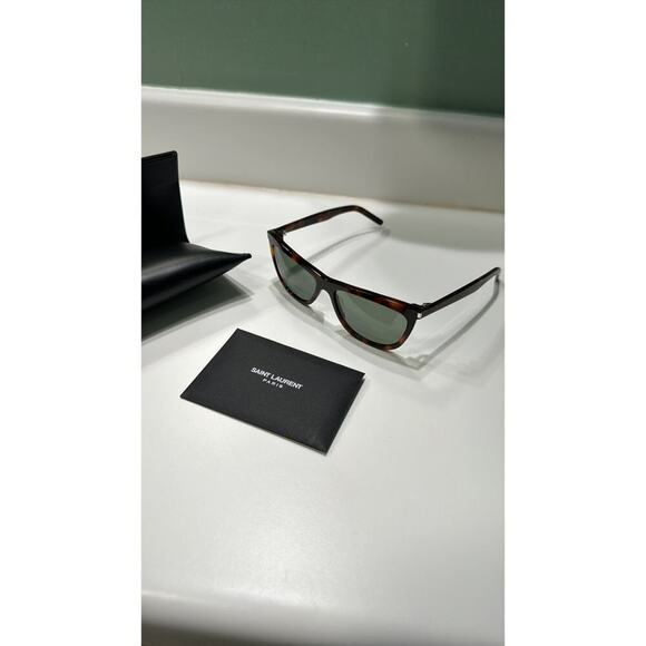 Saint Laurent 58mm Cat Eye Sunglasses Havana Green